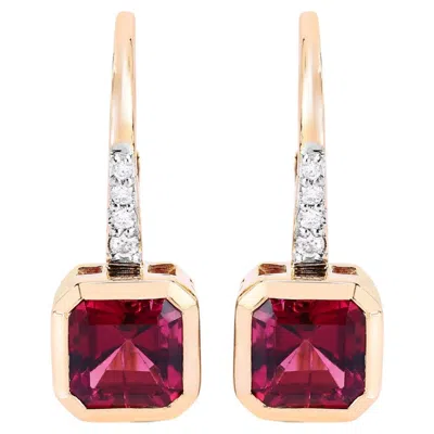 Pre-owned 1stdibs Rubellite Earrings With Diamonds 2.53 Carats 14k Yellow Gold