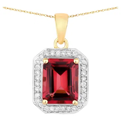 Pre-owned 1stdibs Rubellite Pendant With Diamonds 2.72 Carats 14k Yellow Gold