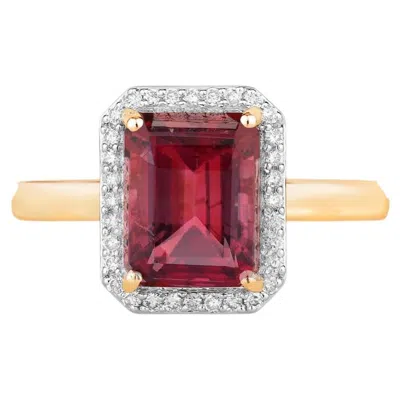 Pre-owned 1stdibs Rubellite Ring With Diamonds 2.72 Carats 14k Yellow Gold