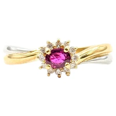 Pre-owned 1stdibs Ruby & Diamond Two-tone Ring In 900 Platinum And 18k Yellow Gold