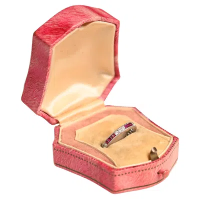 Pre-owned 1stdibs Ruby And Diamond Wedding Band. French Ruby Round Diamond Eternity Band Platinum In Multi