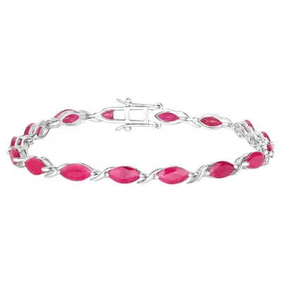 Pre-owned 1stdibs Ruby Bracelet 7.98 Carats 10k White Gold