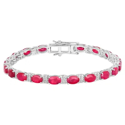 Pre-owned 1stdibs Ruby Bracelet With Diamonds 11.1 Carats 14k White Gold