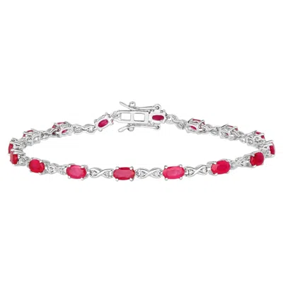 Pre-owned 1stdibs Ruby Bracelet With Diamonds 3.6 Carats 14k White Gold