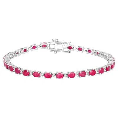 Pre-owned 1stdibs Ruby Bracelet With Diamonds 6.58 Carats 14k White Gold