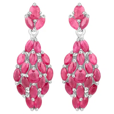 Pre-owned 1stdibs Ruby Dangle Earrings 4.1 Carats Rhodium Plated Silver In Multi