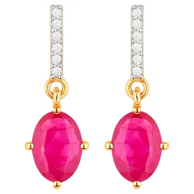 Pre-owned 1stdibs Ruby Dangle Earrings Diamonds 1.7 Carats 14k Yellow Gold