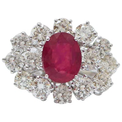 Pre-owned 1stdibs Ruby, Diamonds, White Gold Ring.