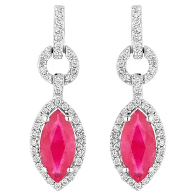 Pre-owned 1stdibs Ruby Earrings Diamonds 1.2 Carats 14k White Gold