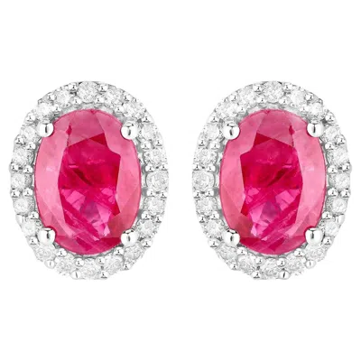 Pre-owned 1stdibs Ruby Earrings Diamonds 1.95 Carats 14k White Gold