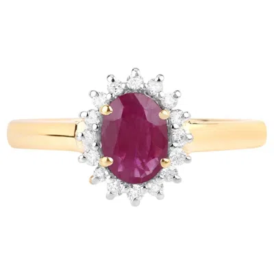 Pre-owned 1stdibs Ruby Ring With Diamonds 0.98 Carats 10k Yellow Gold