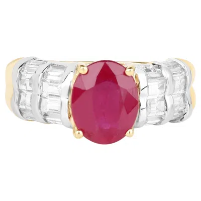 Pre-owned 1stdibs Ruby Ring With White Topaz 5.02 Carats Gold Plated Silver