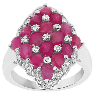 Pre-owned 1stdibs Ruby Ring With White Zircon 3.76 Carats Sterling Silver