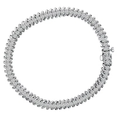 Pre-owned 1stdibs S Style Diamond Tennis Bracelet 3.60cttw 14k White Gold