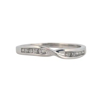 Pre-owned 1stdibs Sabine 10k White Gold Bezel Set Diamond Band .18 Ctw Natural Diamonds
