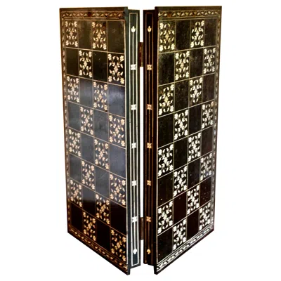 Pre-owned 1stdibs Sadeli Anglo-indian Inlay Bone Ebony Chess Board In Black