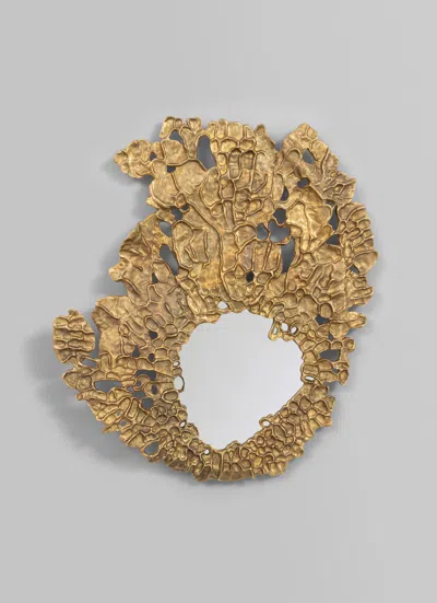 Pre-owned 1stdibs Saffron Gold Mirror Round In Brass, Viya By Vikram Goyal In Orange