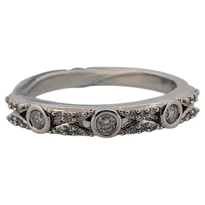 Pre-owned 1stdibs Salome 10k White Gold Ring With 0.25ct Natural Diamonds – Size 6.75