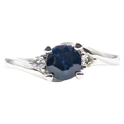 Pre-owned 1stdibs Sapphire And Diamond Ring In 14k White Gold
