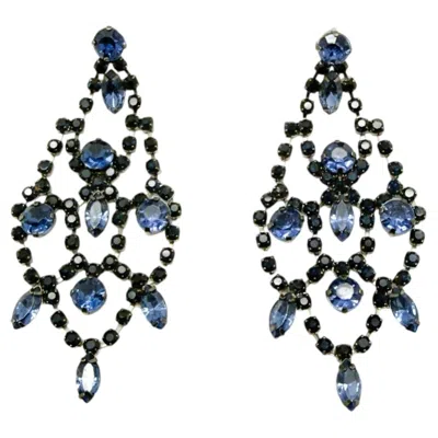 Pre-owned 1stdibs Sapphire Crystal Statement Cascade Earrings 2000s In Blue