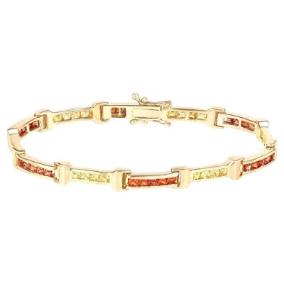 Pre-owned 1stdibs Sapphire Tennis Bracelet Orange Yellow 6.48 Carats Total 14k Yellow Gold Plated