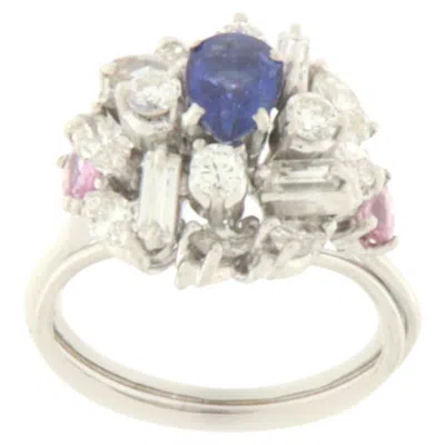 Pre-owned 1stdibs Sapphires 18 Karat White Gold Diamonds Cocktail Ring