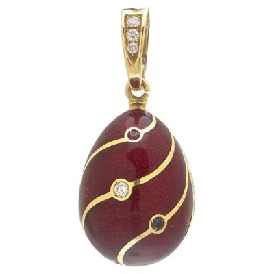 Pre-owned 1stdibs Sarah Fabergé Red Enamel Egg Pendant, 18kt Gold Ltd Edition No. 20
