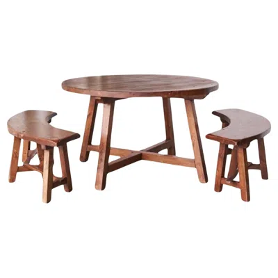 Pre-owned 1stdibs Scandinavian Cabinetmaker Rustic Set Of Table And Benches In Solid Pine 1940s In Brown