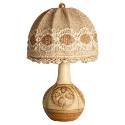 Pre-owned 1stdibs Scandinavian Ceramic Table Lamp With Geometric Shapes, 1960s In Brown