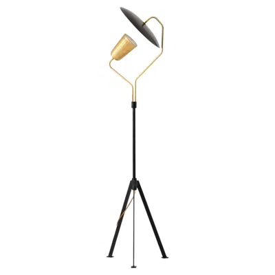 Pre-owned 1stdibs Scandinavian Modern Floor Lamp In Brass, Lacquer, 1950s In Black
