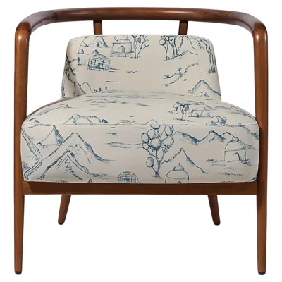 Pre-owned 1stdibs Scandinavian Style Essex Armchair With Walnut Frame And Premium Fabric In Brown