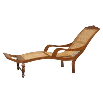 Pre-owned 1stdibs Sculptural Colonial Chaise Longue In Wood And Webbing Early 20th Century In Brown