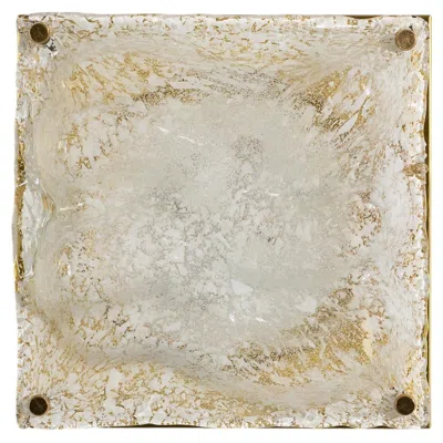 Pre-owned 1stdibs Sculptural Murano Ice Glass Wall Lamp With Brass Backplate, Italy, 1970s In Sand