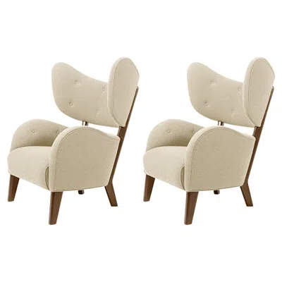 Pre-owned 1stdibs Set Of 2 Beige Sahco Zero Smoked Oak My Own Chair Lounge Chairs By Lassen In Brown