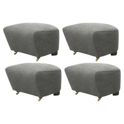 Pre-owned 1stdibs Set Of 4 Grey Smoked Oak Hallingdal The Tired Man Footstools By Lassen In Gray