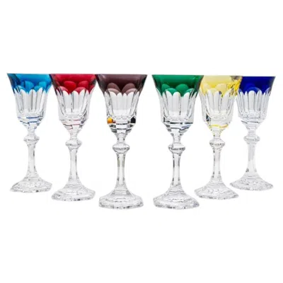Pre-owned 1stdibs Set Of 6 Multi Color Edges Crystal Glasses By Sèvres, France In Gray