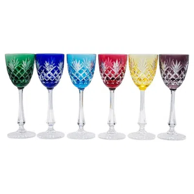 Pre-owned 1stdibs Set Of 6 Multi Color Ice Crystal Glasses By Sèvres, France In Gray