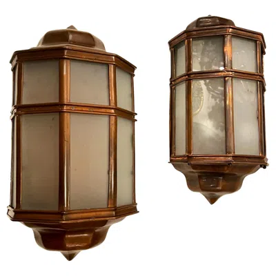 Pre-owned 1stdibs Set Of English Copper Sconces, Sold In Pairs In Transparent