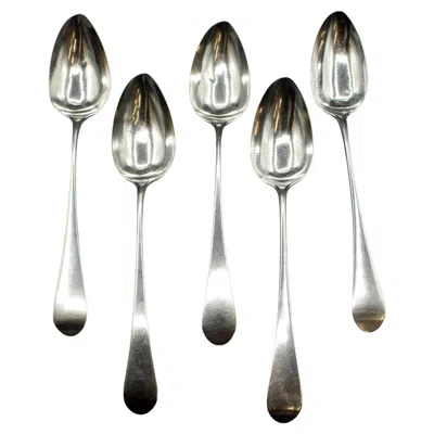 Pre-owned 1stdibs Set Of Five Coin Silver Tablespoons By Samuel Browne
