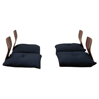 Pre-owned 1stdibs Set Of Four Low Chairs, Zaisu, Cushions, Tendo Mokko, Japan, 1960s In Brown