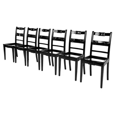 Pre-owned 1stdibs Set Of Six Baroque Revival Dining Chairs With Inlaid Lines, Ready For Upholstery In Brown