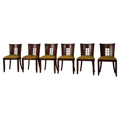 Pre-owned 1stdibs Set Of Six Late Art Deco Dining Chairs, Circa 1930 In Brown