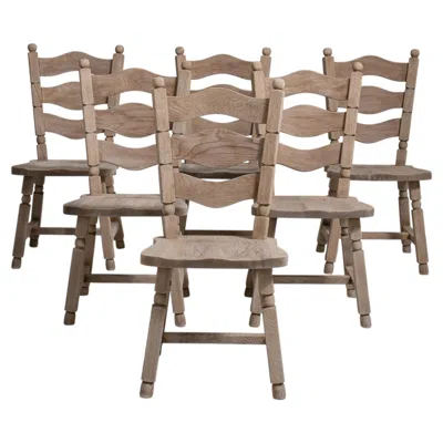 Pre-owned 1stdibs Set Of Six Oak Dining Chairs In Brown