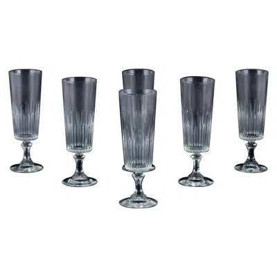 Pre-owned 1stdibs Set Of Six Swedish Champagne Flutes In Clear Glass. Ca 1930s. In Gray