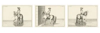 Pre-owned 1stdibs Set Of Three Baron D'eisenberg Equestrian Engravings, 1727 In Sand