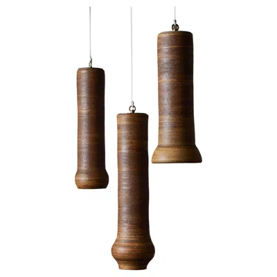 Pre-owned 1stdibs Set Of Three Ceramic Suspensions By Jean And Claude Bersoux In Brown
