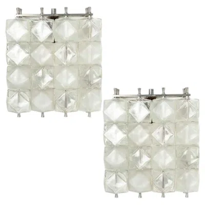 Pre-owned 1stdibs Several Filvem Voghera Crystal And Nickel Plated Wall Lamps In Transparent