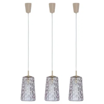 Pre-owned 1stdibs Several Purple Glass Pendant Lights In Style Of Kalmar, 1950s