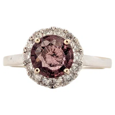 Pre-owned 1stdibs Sienna 14k White Gold Ring With 1.00ct Tourmaline & 0.33ctw Diamond Halo
