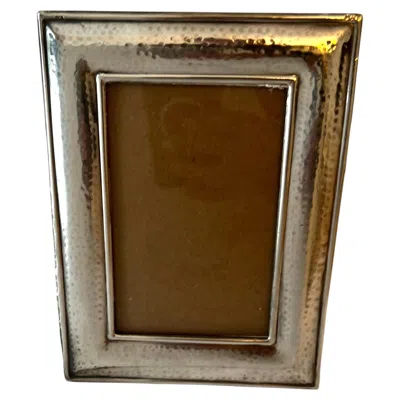 Pre-owned 1stdibs Signed Sterling 3.5 X 5.5 Hammered Picture Frame In Brown